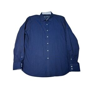Robert Graham Men's Classic Fit Navy Blue Geometric Long Sleeve Shirt‎